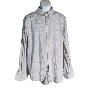 PERRY ELLIS Men's Long Sleeve Button Down Stretch Shirt White XXL